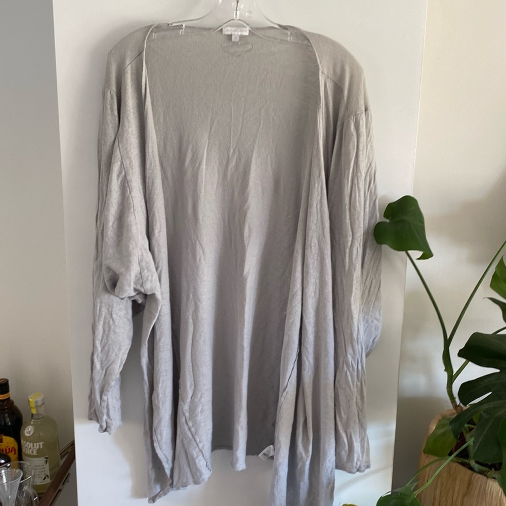 LOUNGE LOVER linen tunic cardigan sleep shirt robe nightdress pajamas S